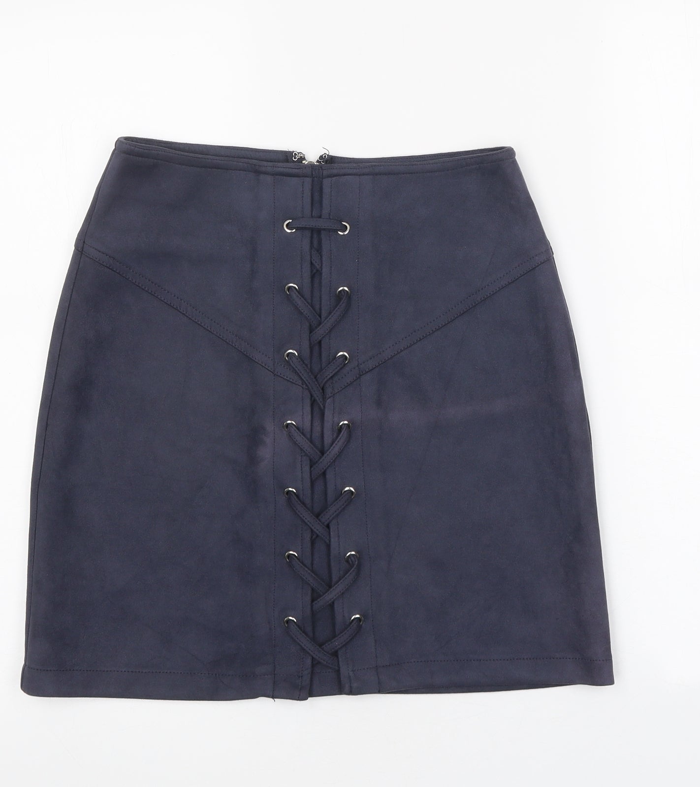 Ally Womens Blue Polyester A-Line Skirt Size 10 Zip - Lace Up Detail