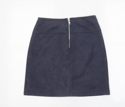 Ally Womens Blue Polyester A-Line Skirt Size 10 Zip - Lace Up Detail