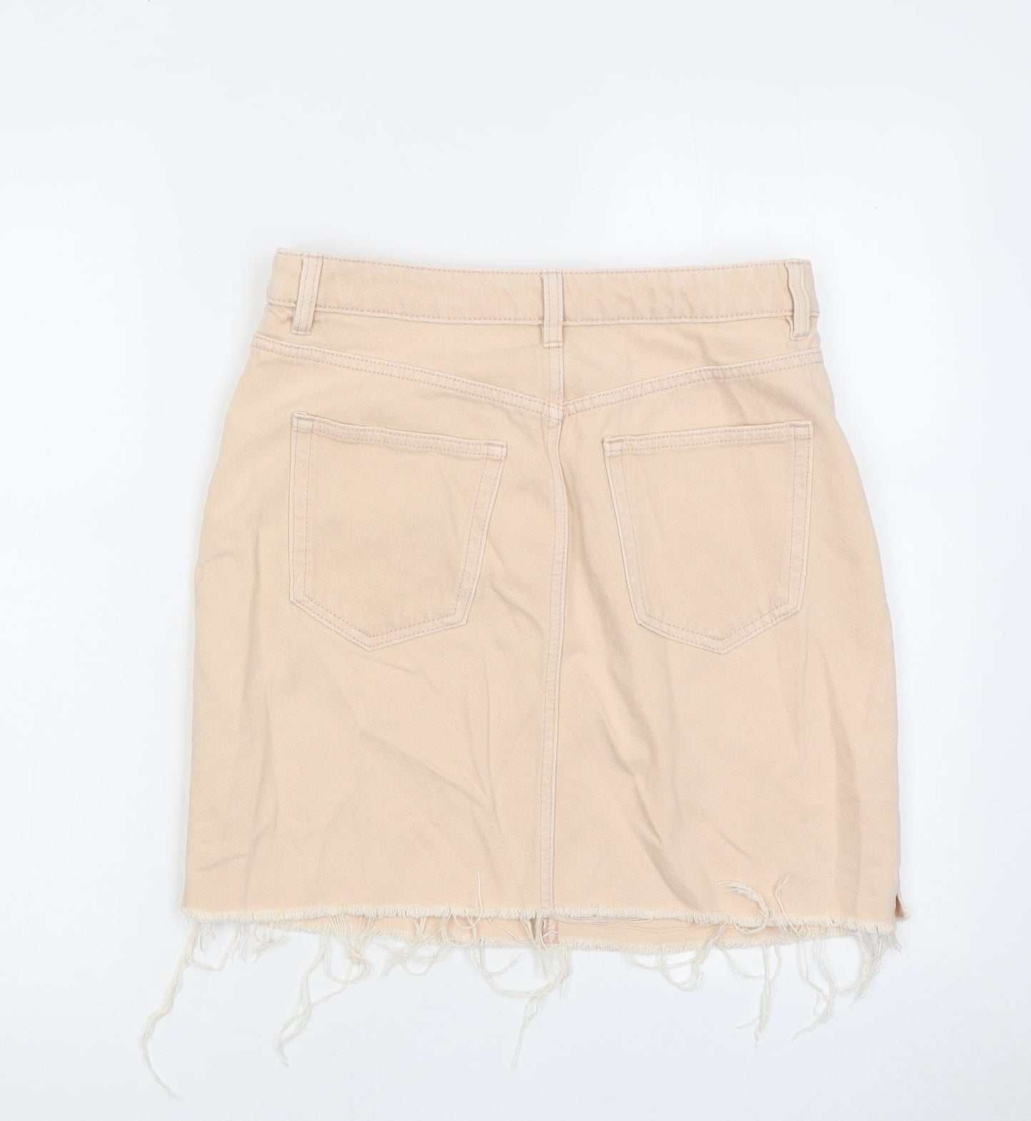 H&M Womens Orange Cotton Mini Skirt Size 10 Zip