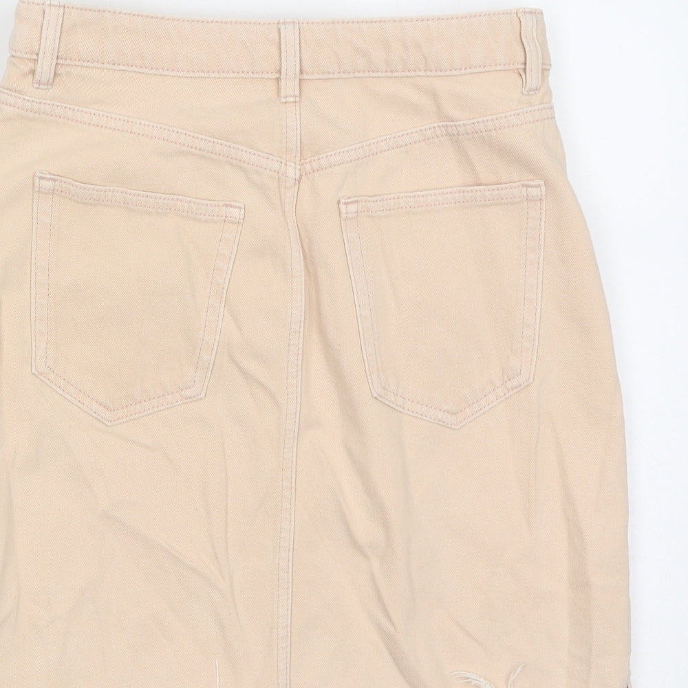 H&M Womens Orange Cotton Mini Skirt Size 10 Zip