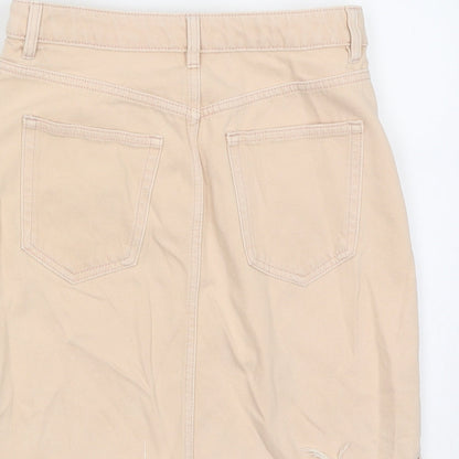 H&M Womens Orange Cotton Mini Skirt Size 10 Zip