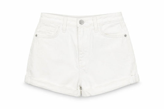 Bonmarché G Womens White 100% Cotton Boyfriend Shorts Size 30 in L10 in Regular Zip