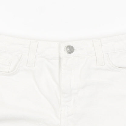 BMG Womens White 100% Cotton Boyfriend Shorts Size 30 in L10 in Regular Zip