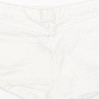 BMG Womens White 100% Cotton Boyfriend Shorts Size 30 in L10 in Regular Zip