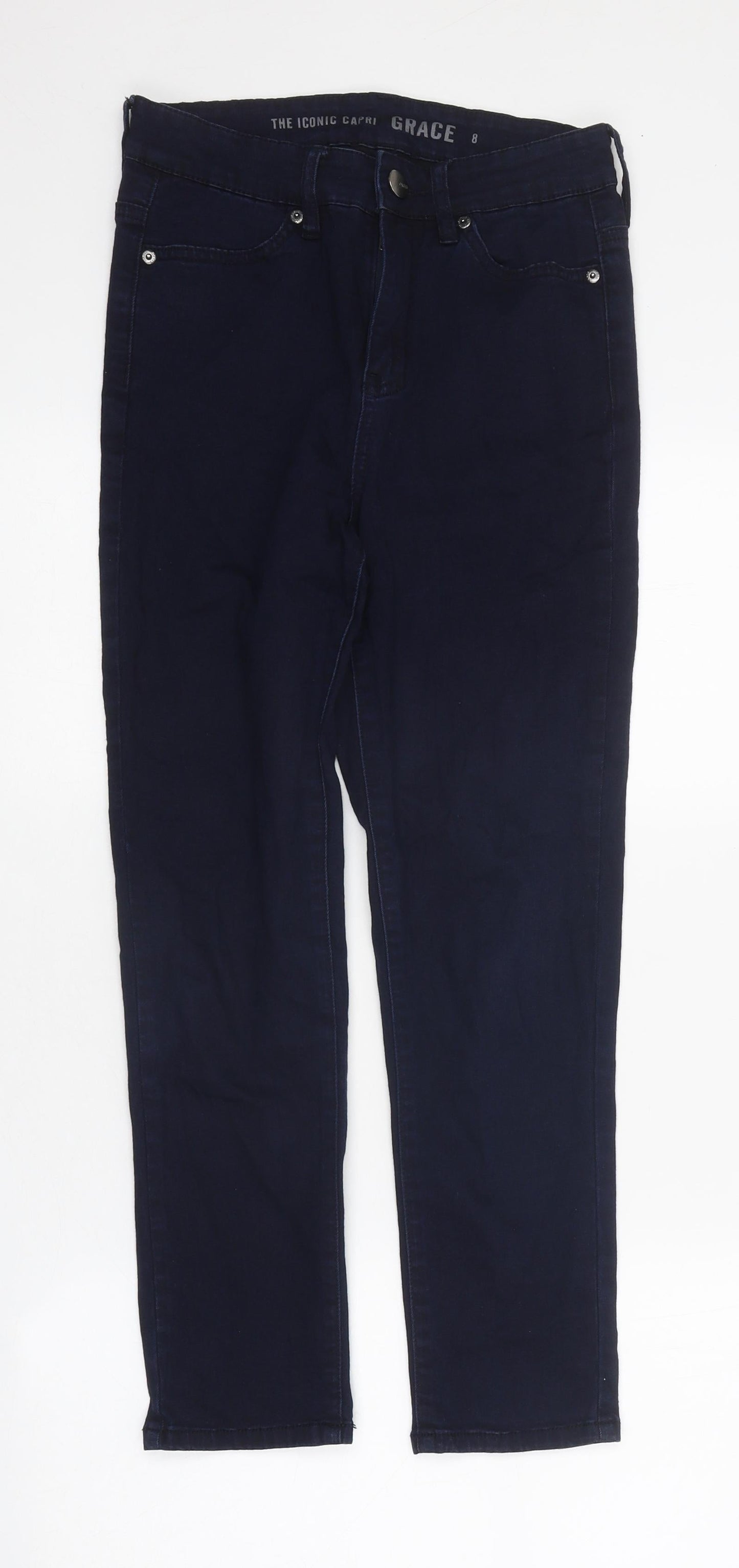 Oasis Womens Blue 100% Cotton Straight Jeans Size 8 L28 in Regular Zip