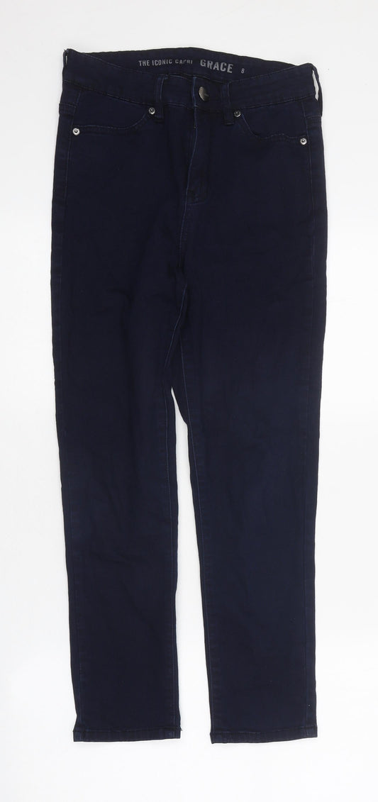 Oasis Womens Blue 100% Cotton Straight Jeans Size 8 L28 in Regular Zip