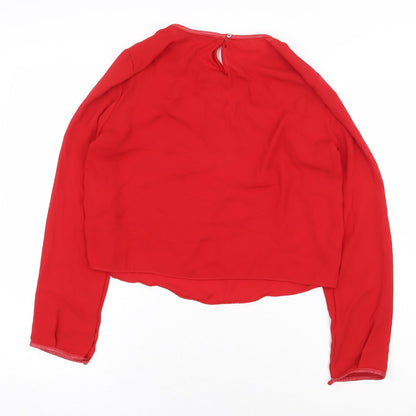 Womens UK Size XS Zara Red Basic Blouse
