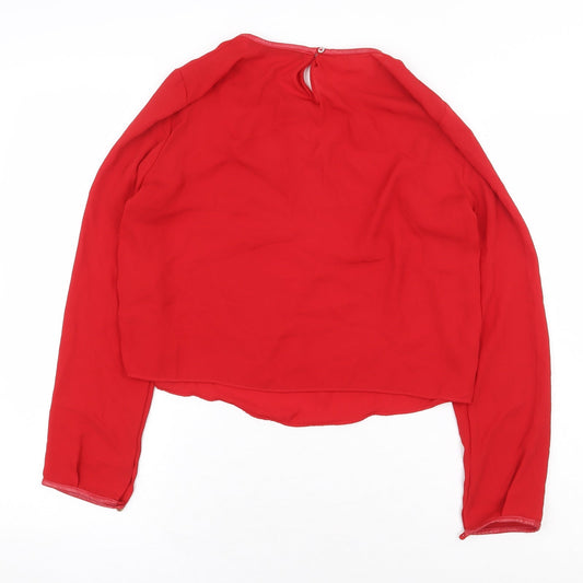 Womens UK Size XS Zara Red Basic Blouse