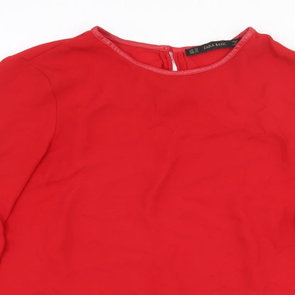 Womens UK Size XS Zara Red Basic Blouse