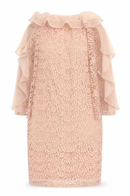 Sheilay Womens Pink Floral Polyester Pencil Dress Size L Off the Shoulder Zip - Lace Detail