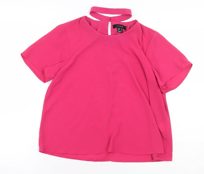 Atmosphere Womens Pink Polyester Basic Blouse Size 10 Mock Neck