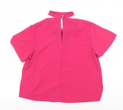 Atmosphere Womens Pink Polyester Basic Blouse Size 10 Mock Neck