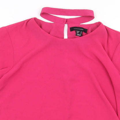 Atmosphere Womens Pink Polyester Basic Blouse Size 10 Mock Neck