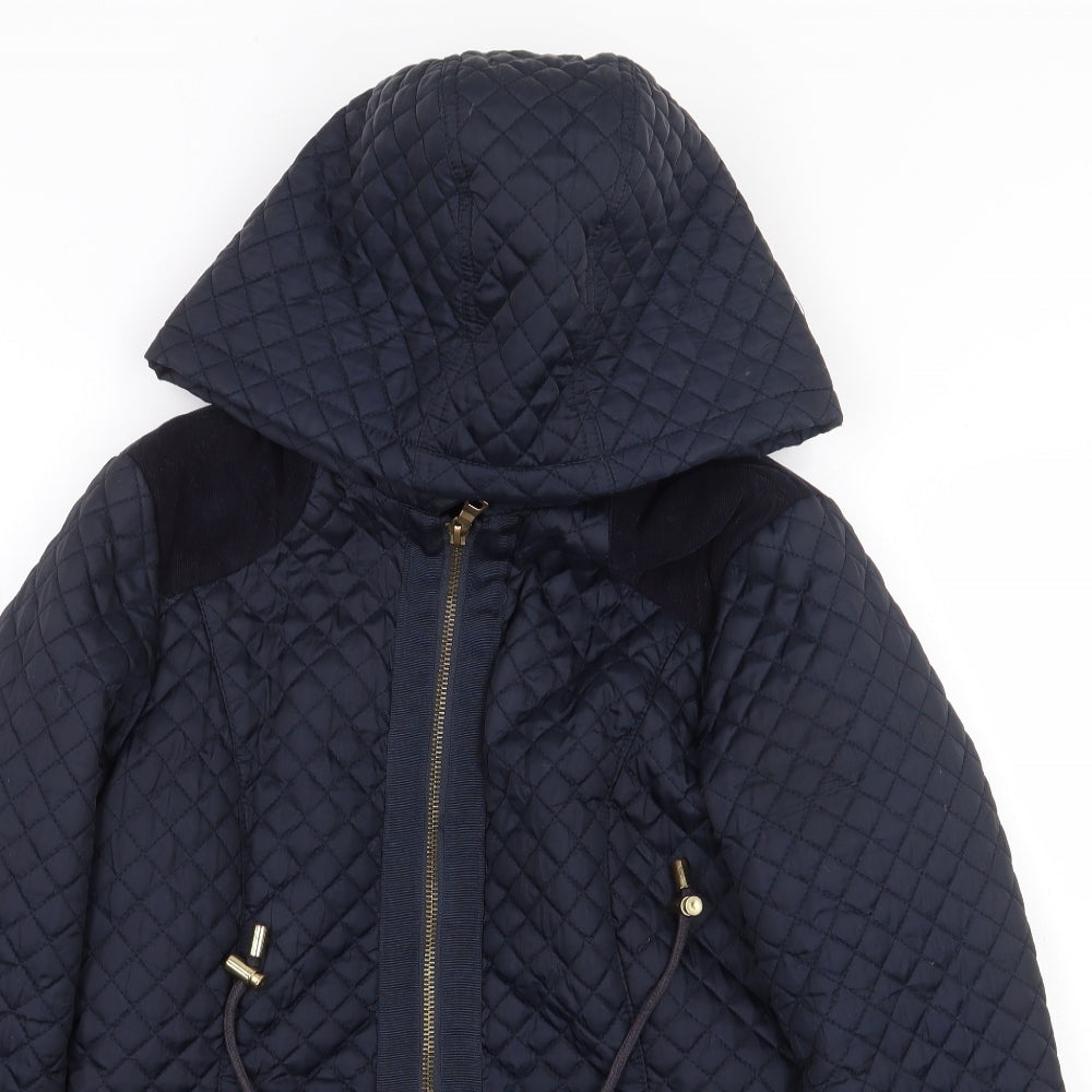 F&F Womens Blue Rain Coat Coat Size 8 Zip - Shoulder Pad Detail