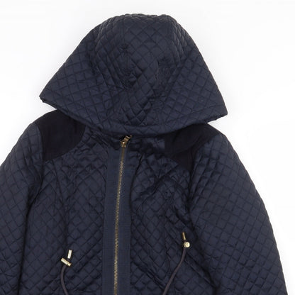 F&F Womens Blue Rain Coat Coat Size 8 Zip - Shoulder Pad Detail