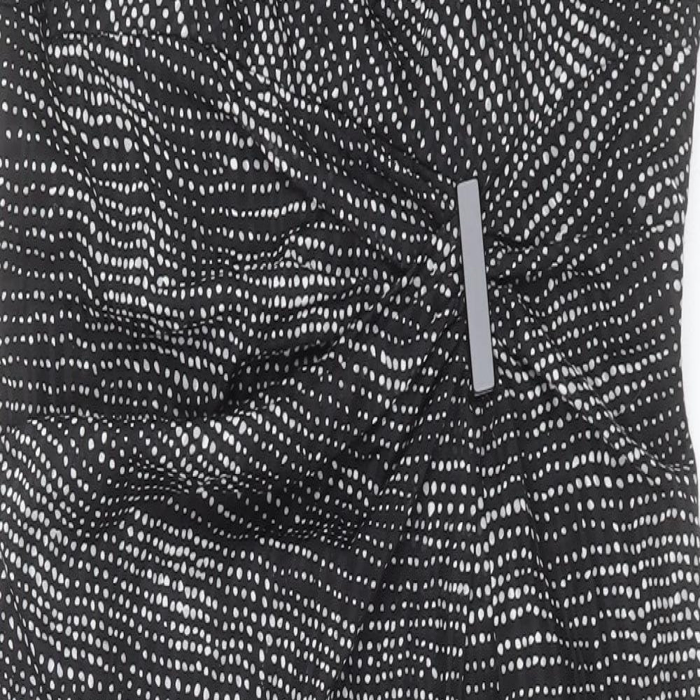 Gina Bacconi Womens Black Geometric Polyester Shift Size 12 Cowl Neck Zip