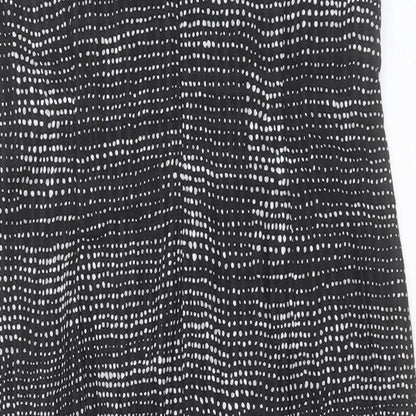 Gina Bacconi Womens Black Geometric Polyester Shift Size 12 Cowl Neck Zip