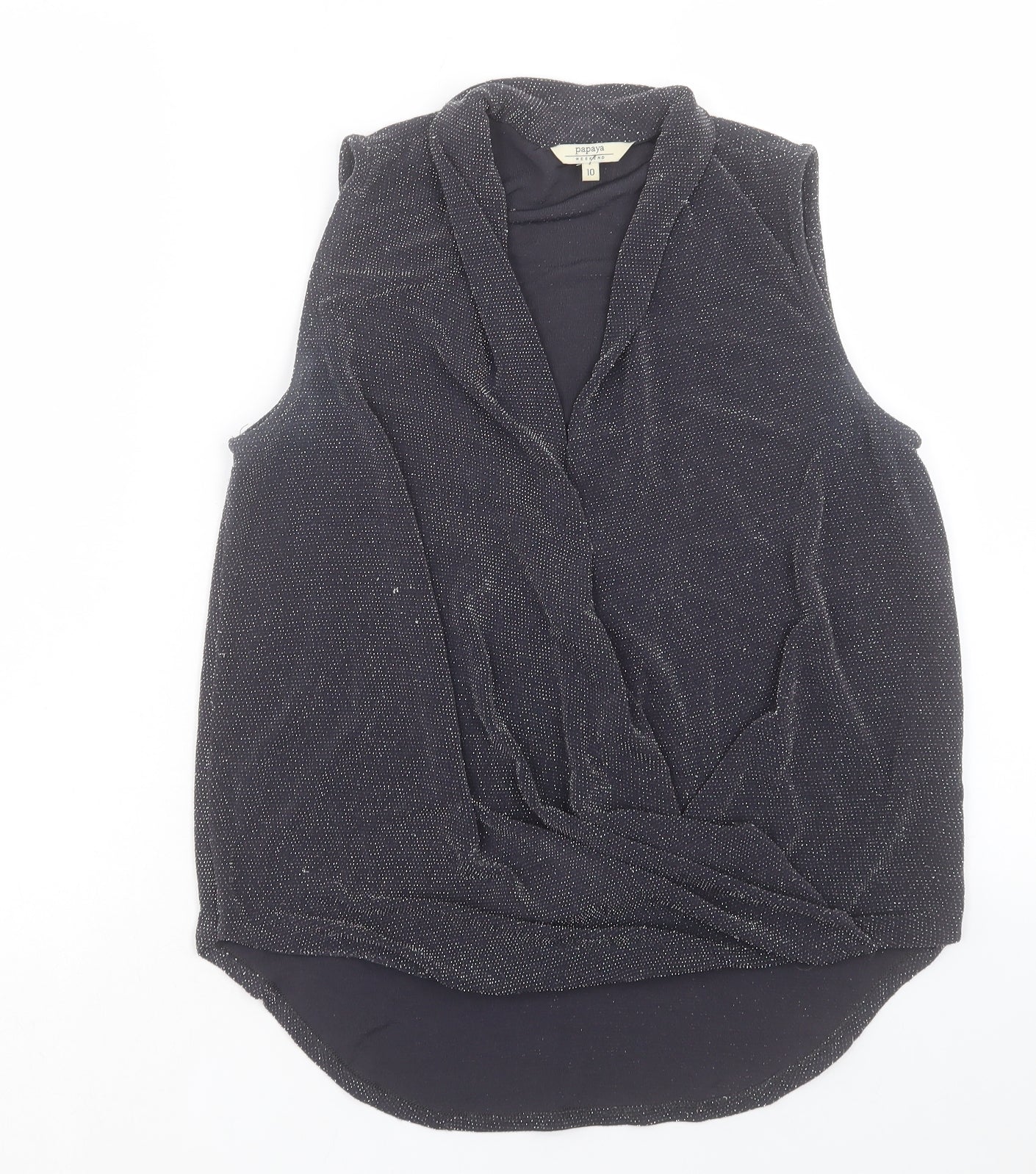 Papaya Womens Grey Polyamide Basic Tank Size 10 V-Neck