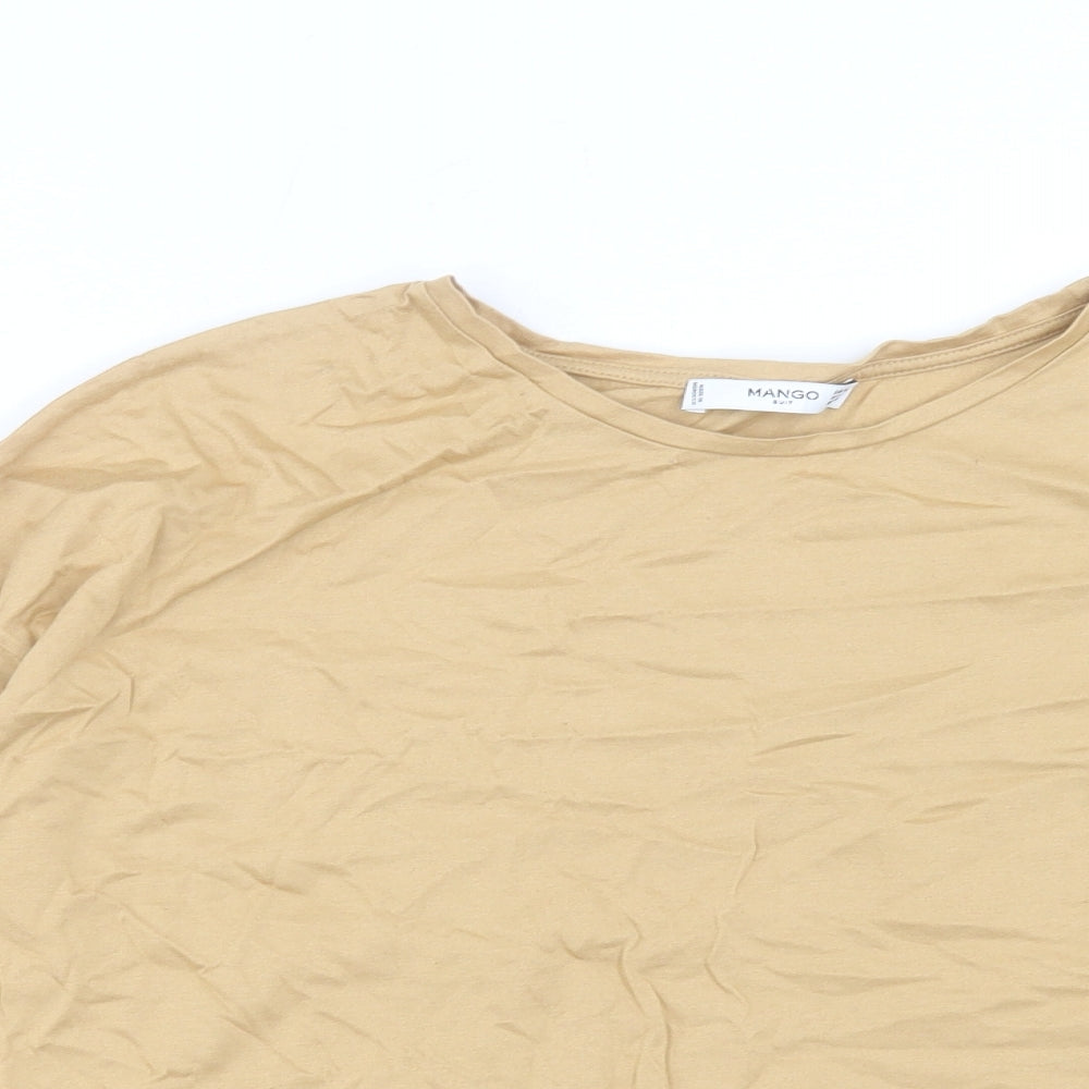 Womens UK Size M Mango Brown Basic T-Shirt