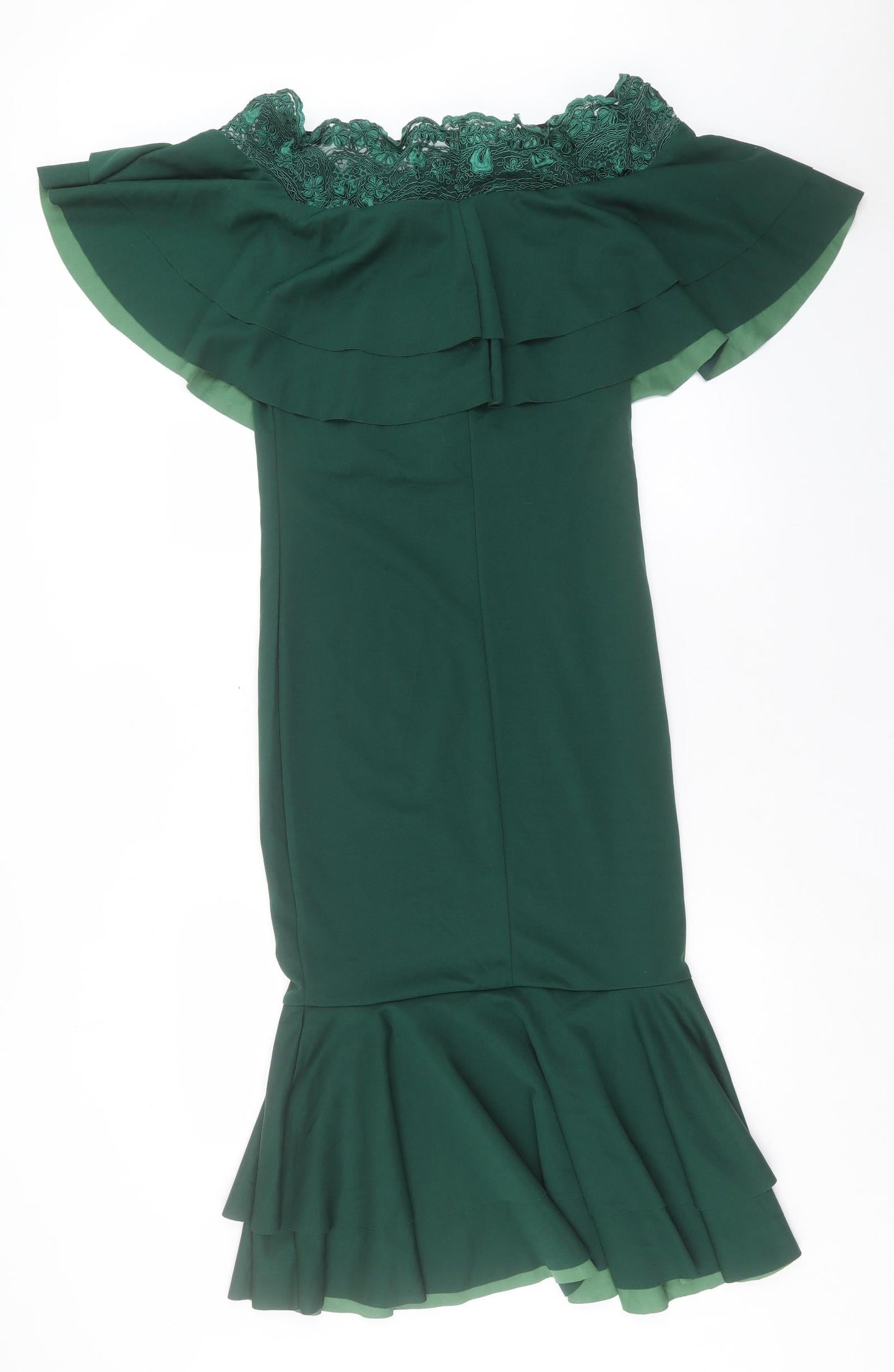 SheIn Womens Green Polyester A-Line Size L Boat Neck Pullover