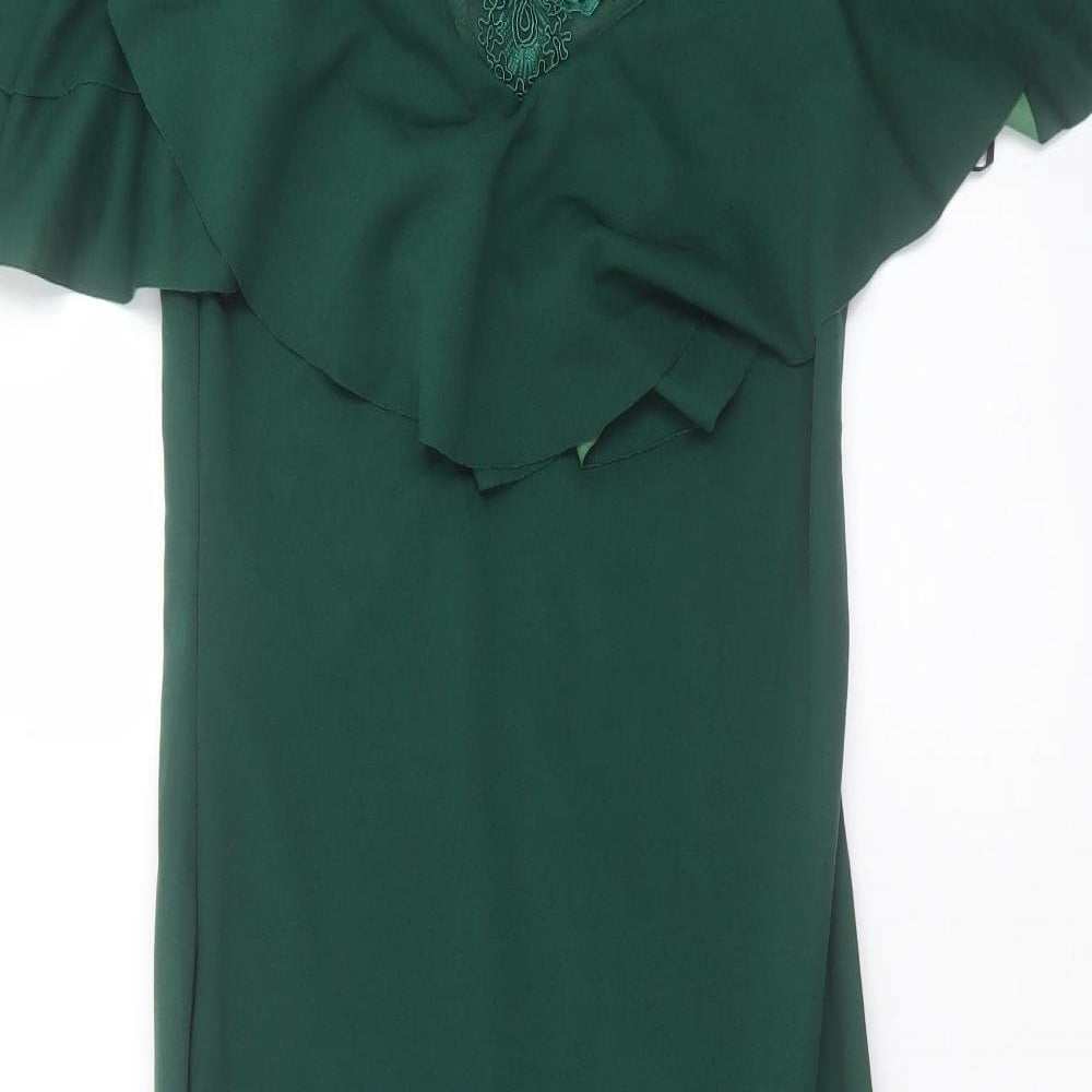 SheIn Womens Green Polyester A-Line Size L Boat Neck Pullover