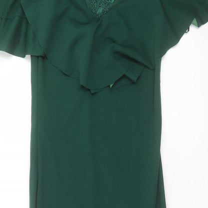SheIn Womens Green Polyester A-Line Size L Boat Neck Pullover