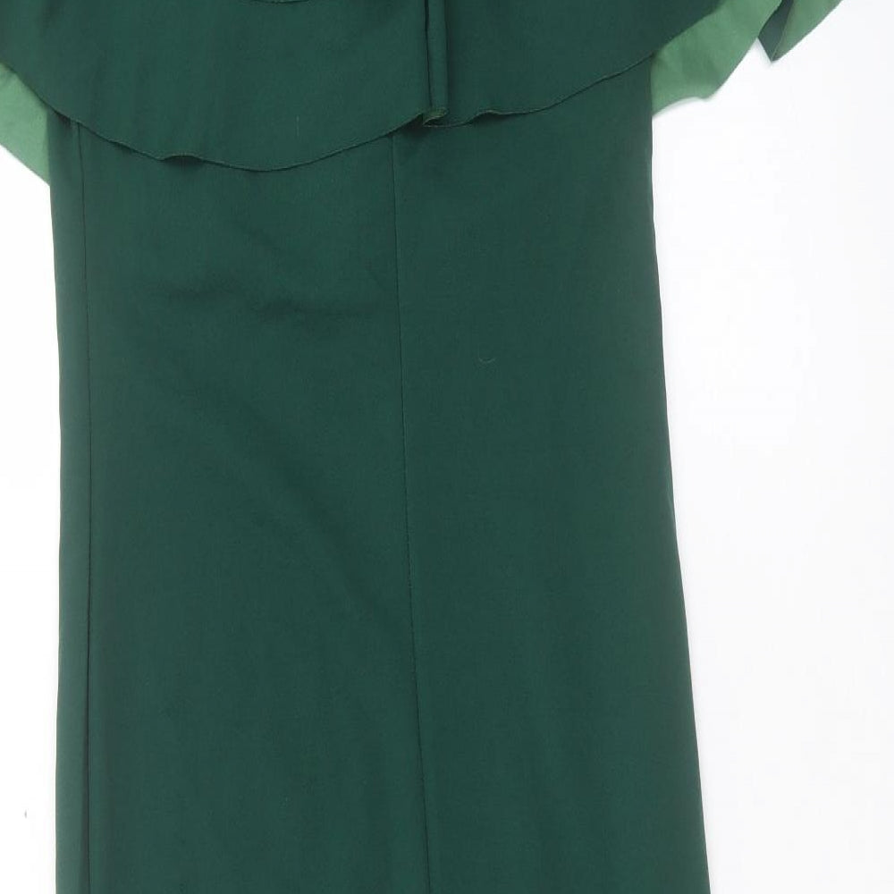 SheIn Womens Green Polyester A-Line Size L Boat Neck Pullover