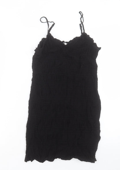 H&M Womens Black Viscose Bodycon Size S V-Neck Pullover