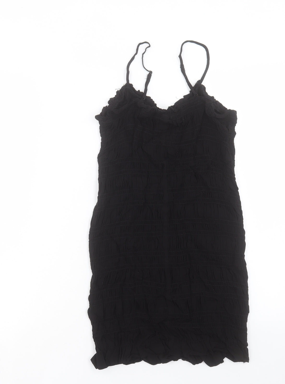 H&M Womens Black Viscose Bodycon Size S V-Neck Pullover