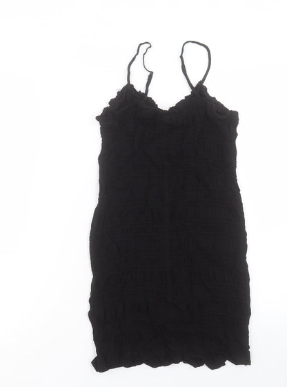 H&M Womens Black Viscose Bodycon Size S V-Neck Pullover