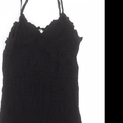 H&M Womens Black Viscose Bodycon Size S V-Neck Pullover