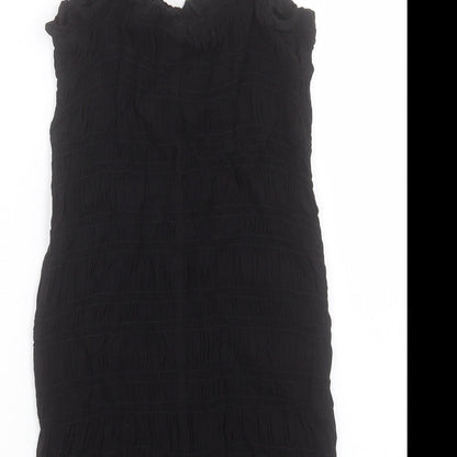 H&M Womens Black Viscose Bodycon Size S V-Neck Pullover