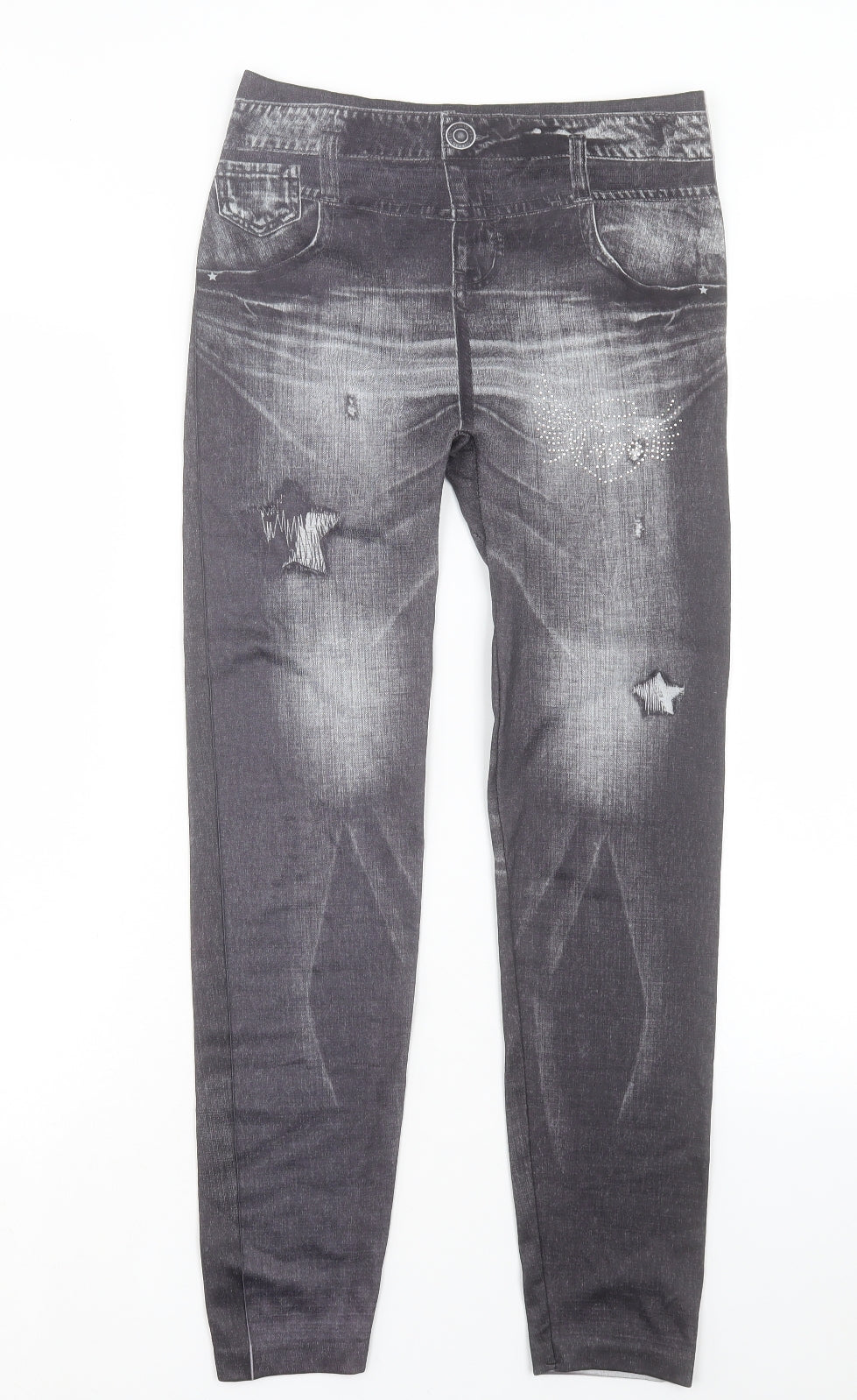 Womens UK Size 30 Preworn Regular Fit Capri Grey Trousers