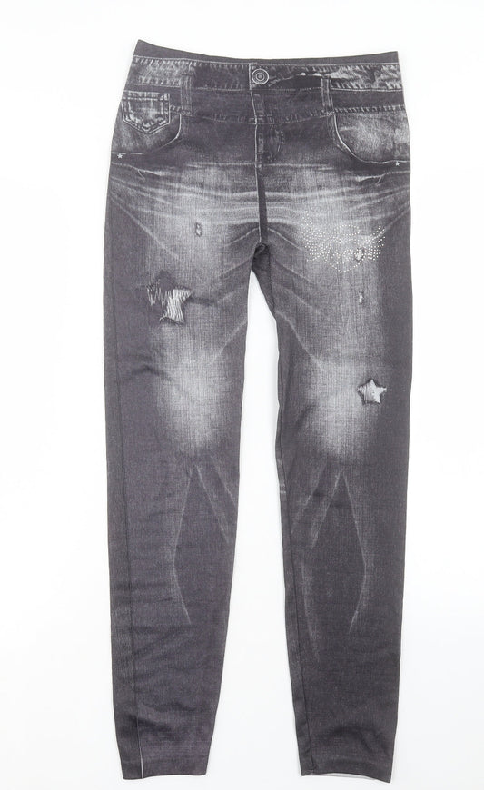 Womens UK Size 30 Preworn Regular Fit Capri Grey Trousers