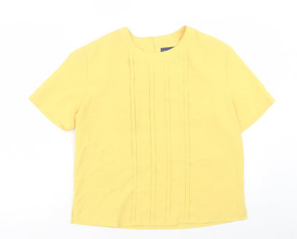 Womens UK Size S Karen Scott Yellow Basic T-Shirt