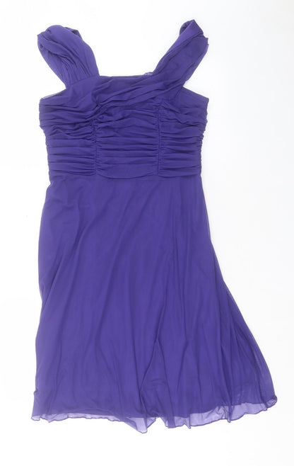 NEXT Womens Purple Nylon A-Line Size 12 Square Neck Zip