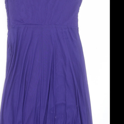 NEXT Womens Purple Nylon A-Line Size 12 Square Neck Zip