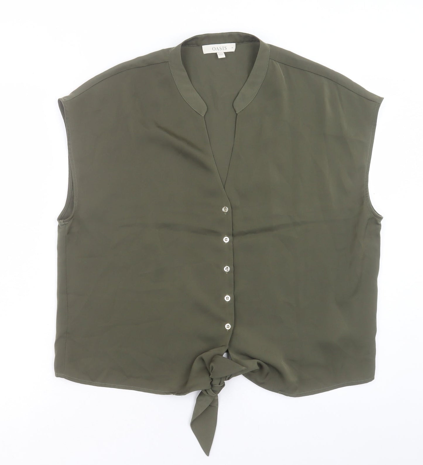 Womens UK Size 16 Oasis Green Basic Button-Up