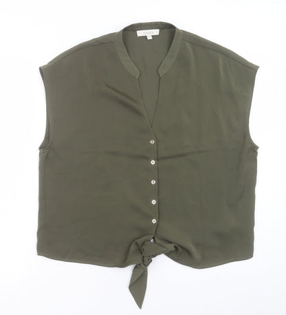 Womens UK Size 16 Oasis Green Basic Button-Up