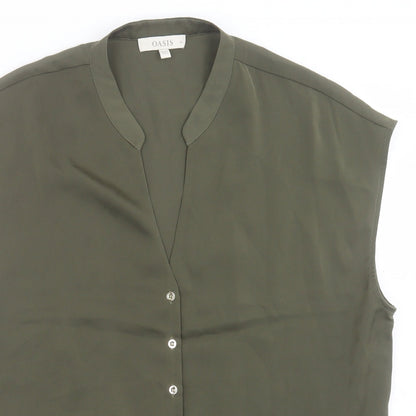 Womens UK Size 16 Oasis Green Basic Button-Up