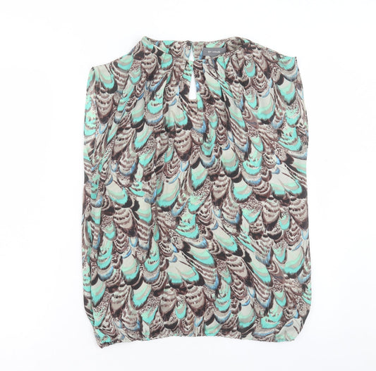 Matalan Womens Multicoloured Geometric Polyester Basic Tank Size 10 Crew Neck