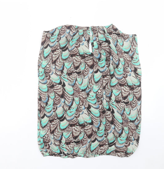 Matalan Womens Multicoloured Geometric Polyester Basic Tank Size 10 Crew Neck