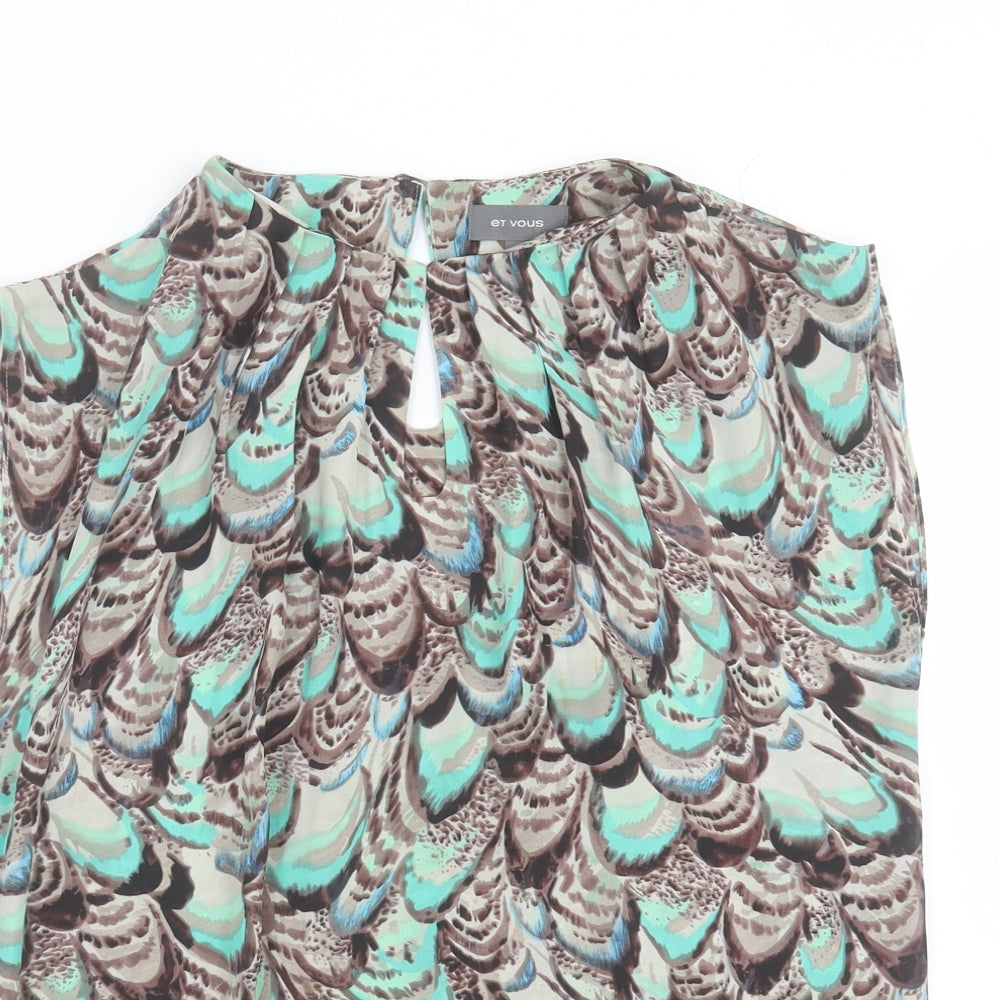 Matalan Womens Multicoloured Geometric Polyester Basic Tank Size 10 Crew Neck