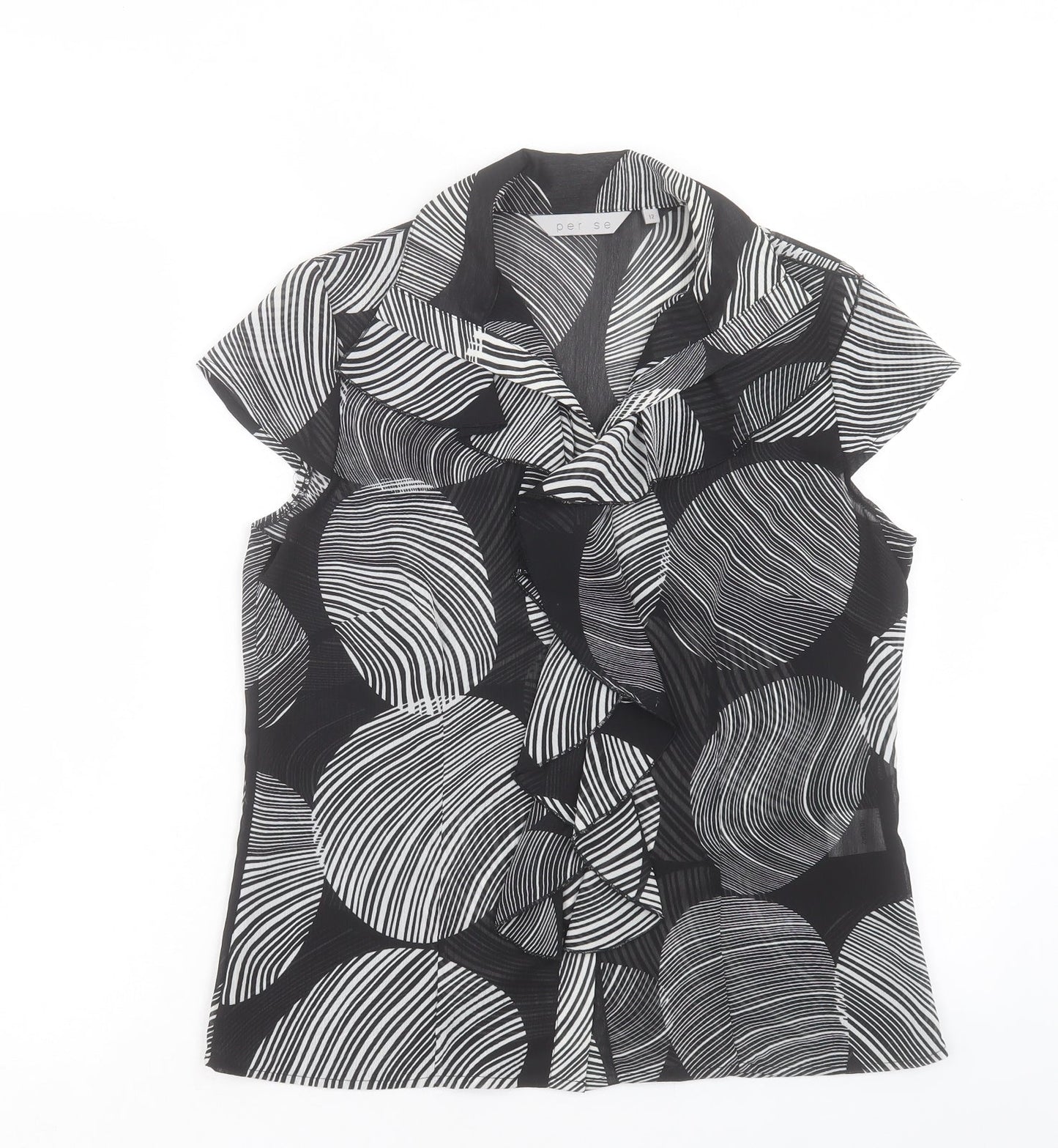 Womens UK Size 12 Per Se Black Basic T-Shirt