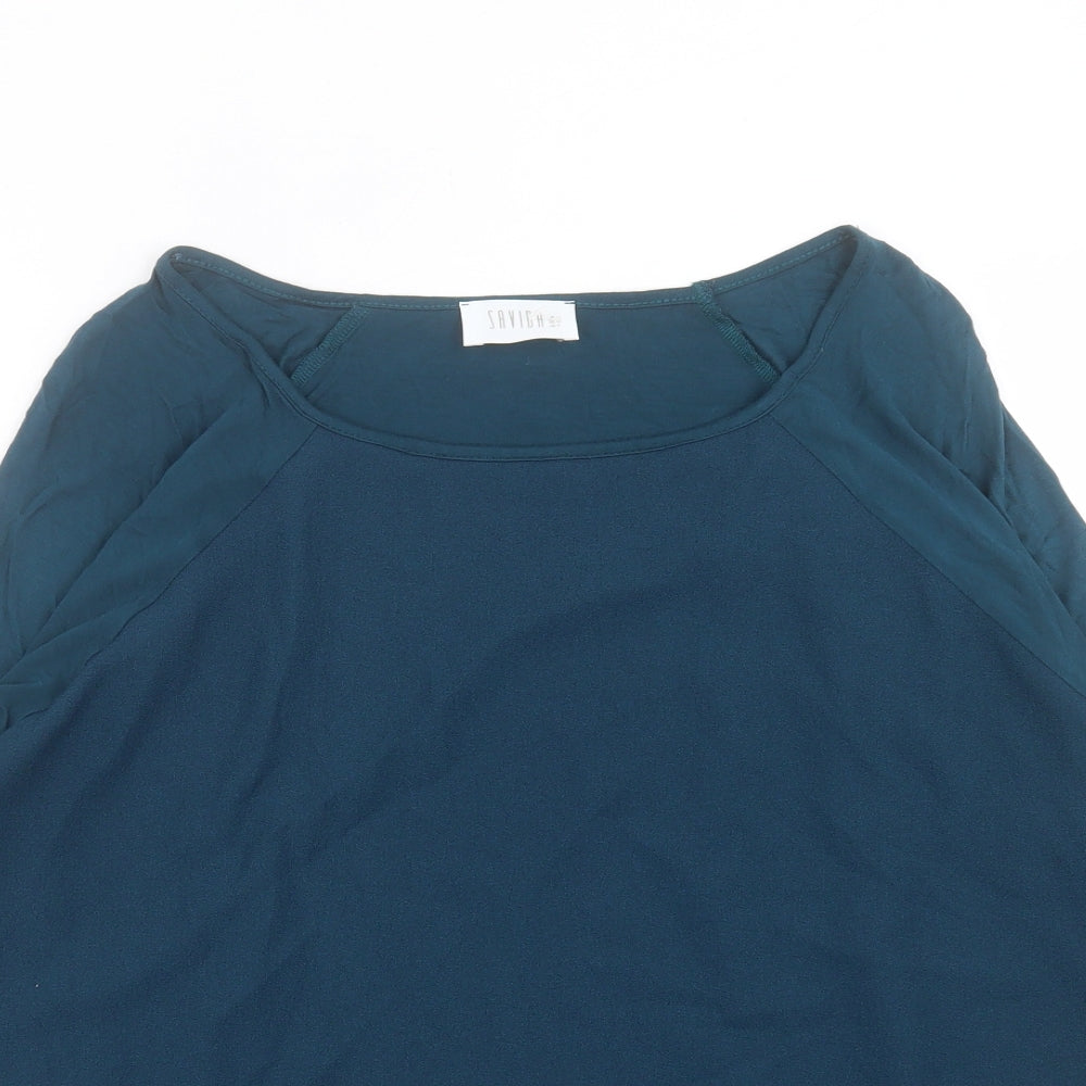 Womens UK Size 12 SAVIDA Green Basic T-Shirt