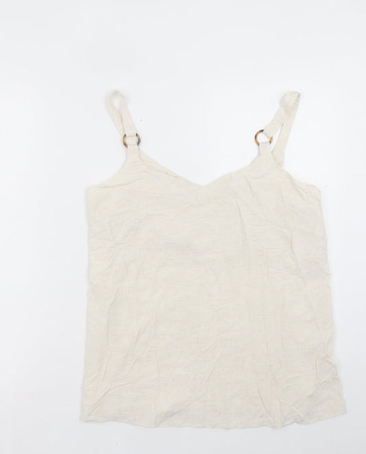 Papaya Womens Beige Viscose Camisole Tank Size 12 V-Neck