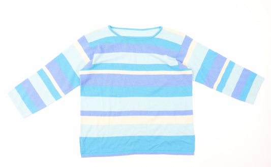 Womens UK Size M Preworn Blue Basic T-Shirt