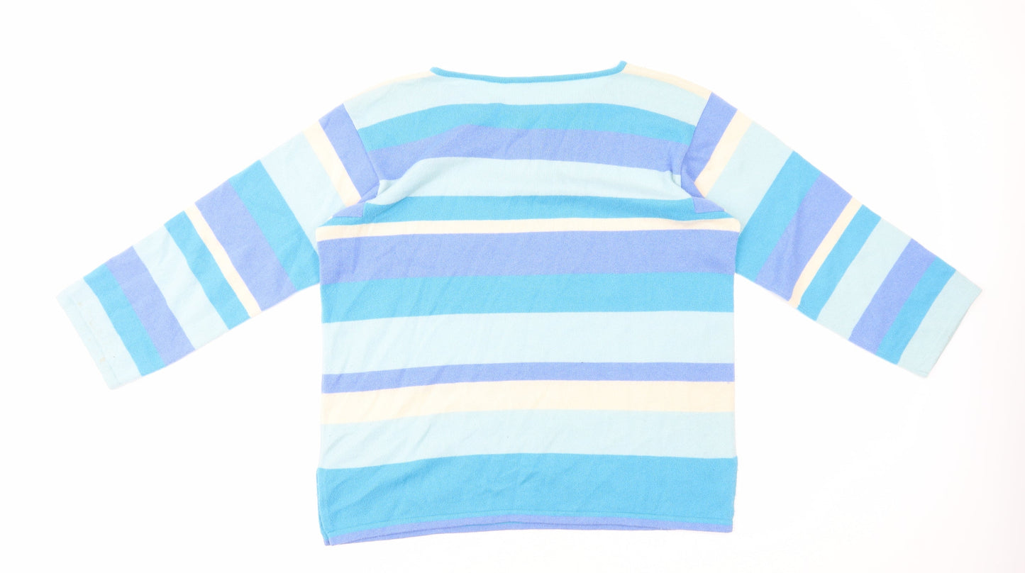 Womens UK Size M Preworn Blue Basic T-Shirt