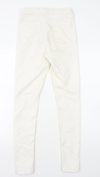 Miss Selfridge Womens White Cotton Skinny Jeans Size 10 L28 in Regular Zip