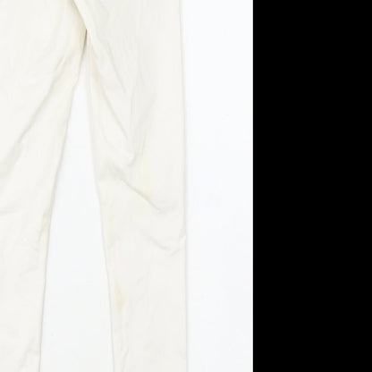 Miss Selfridge Womens White Cotton Skinny Jeans Size 10 L28 in Regular Zip